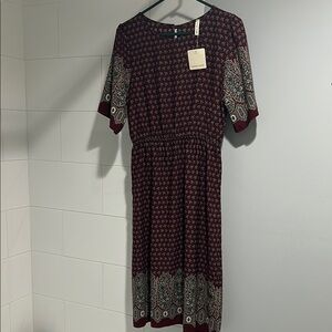 Orange Creek Burgundy Patterned Dress